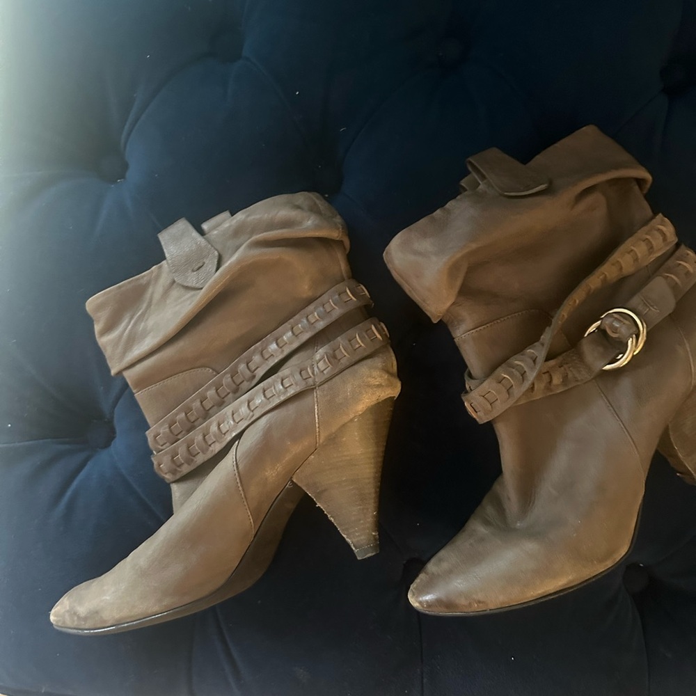Guess by Marciano Brown Heeled Boots with Western Flair